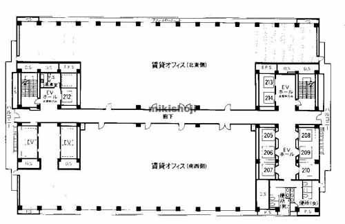 大阪ベイタワーオフィス（旧：ORC200ｵﾌｨｽﾀﾜｰ） 平面1