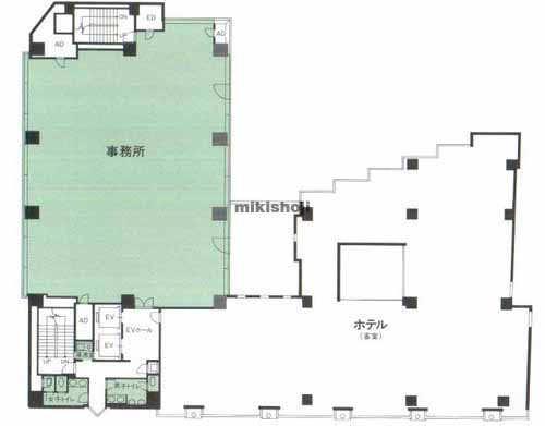 六本木の全特六本木ビルＷＥＳＴ 平面1